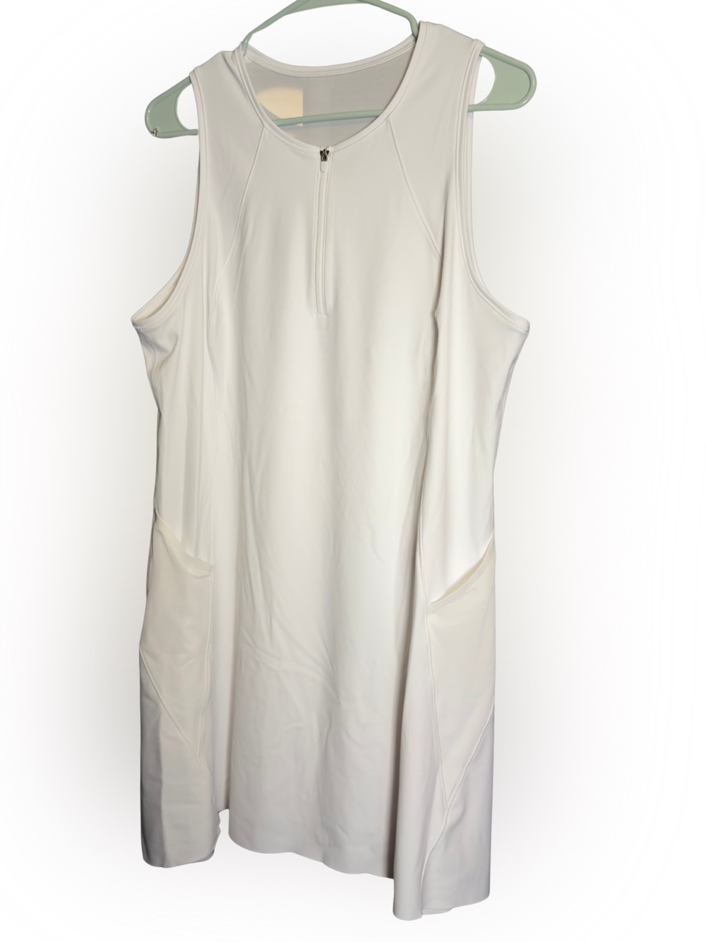 Athleta White Sleeveless Zip-Front Shift Dress